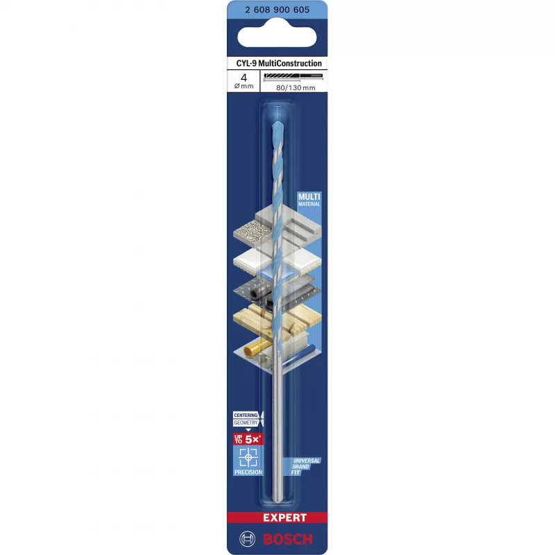 Broca Bosch EXPERT CYL-9 MultiConstruction 4 x 130 mm 2608900605