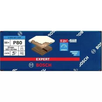 Lixa Bosch Accessories 2608901648 para lixadora múltipla grão 80, 93 mm x 102 mm, 50 folhas