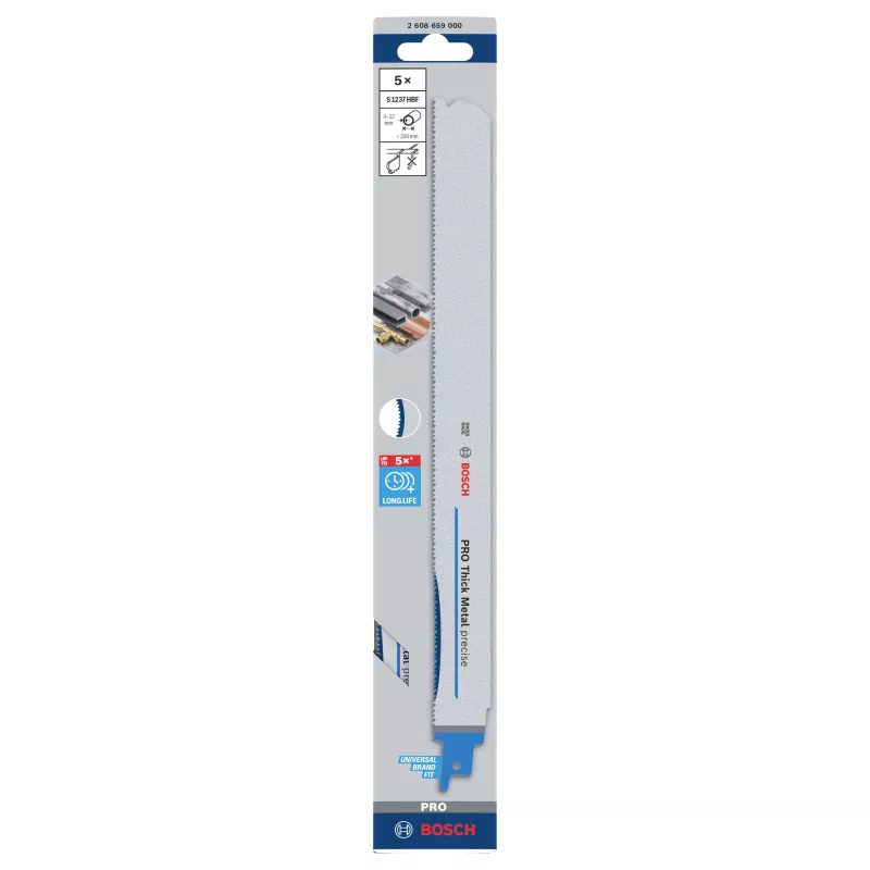 Lâmina de serra sabre Bosch Professional S1237HBF para metal espesso, 300 mm, pack de 5 2608659000