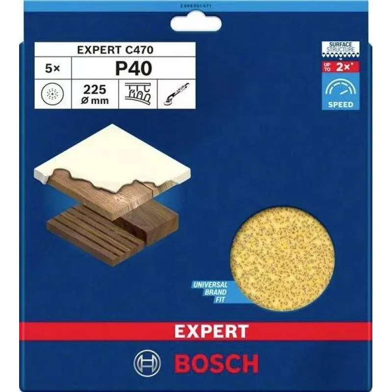 Bosch Expert M480 Lixa para lixadeira de pladur, 225 mm, grão 40, pack de 5 2608901671