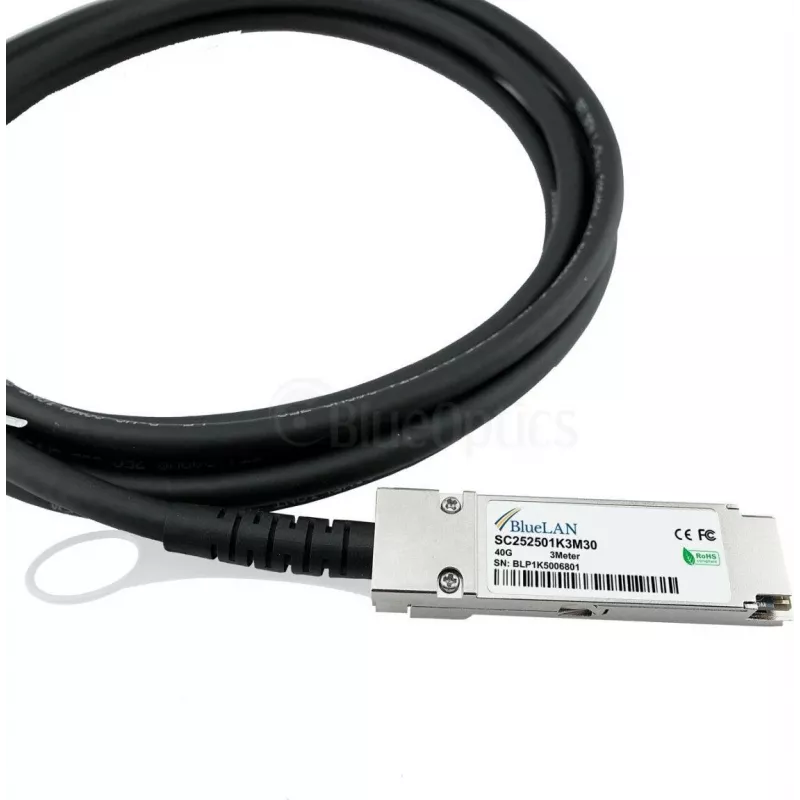 BlueLAN Cabo direct attach 40G QSFP+ de 3m, compatível com Fortinet FN-CABLE-QSFP+3 FN-CABLE-QSFP+3-BL
