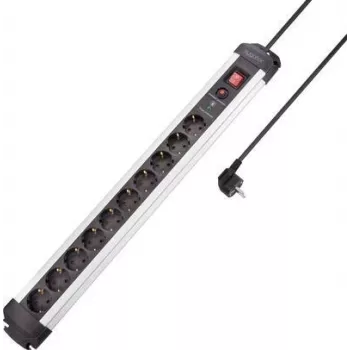 SYGONIX SY-4755616 Régua de tomadas com proteção contra sobretensão prateado preto 6 tomadas Schuko 1,5m