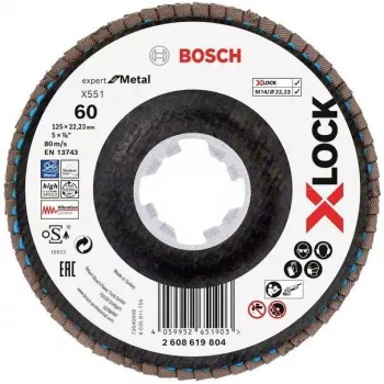 Bosch X-LOCK R780 Best for Inox disco de lixa de aba 125 mm P60 corindo de zircónio cónico tipo 29 2608619804