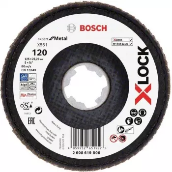 Bosch Accessories 2608619806 Expert for Inox disco de lixa X-LOCK 125 mm, grão 60, 1 unid.