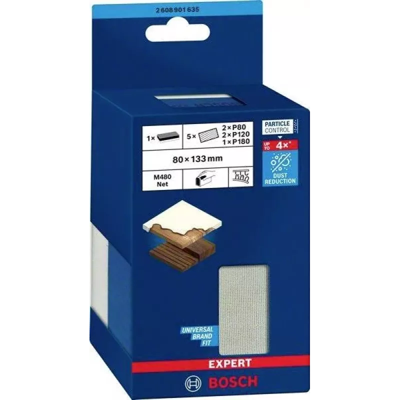 Bosch EXPERT M480 Bloco de lixar manual 133 x 80 mm para grãos 80/120/180 2608901746