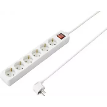 SYGONIX SY-4891004 Régua de tomadas 4 tomadas com interruptor, branco, cabo de 1,5 m, Schuko