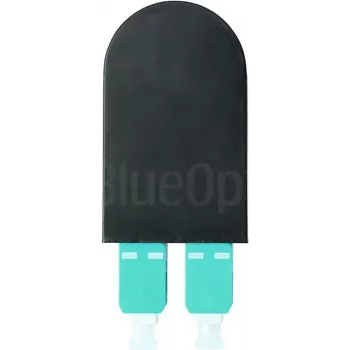 BLUELAN BlueOptics Adaptador loopback de fibra ótica OM3 50/125µm multimodo SC/UPC duplex, aqua/turquesa, ferrule de cerâmica, -40°C a +85°C (BOLBSCOM3)