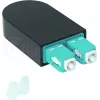 BLUELAN BlueOptics Adaptador loopback de fibra ótica OM3 50/125µm multimodo SC/UPC duplex, aqua/turquesa, ferrule de cerâmica, -40°C a +85°C (BOLBSCOM3)