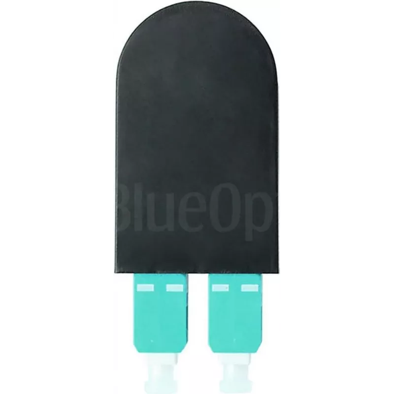 BLUELAN BlueOptics Adaptador loopback de fibra ótica OM3 50/125µm multimodo SC/UPC duplex, aqua/turquesa, ferrule de cerâmica, -40°C a +85°C (BOLBSCOM3)