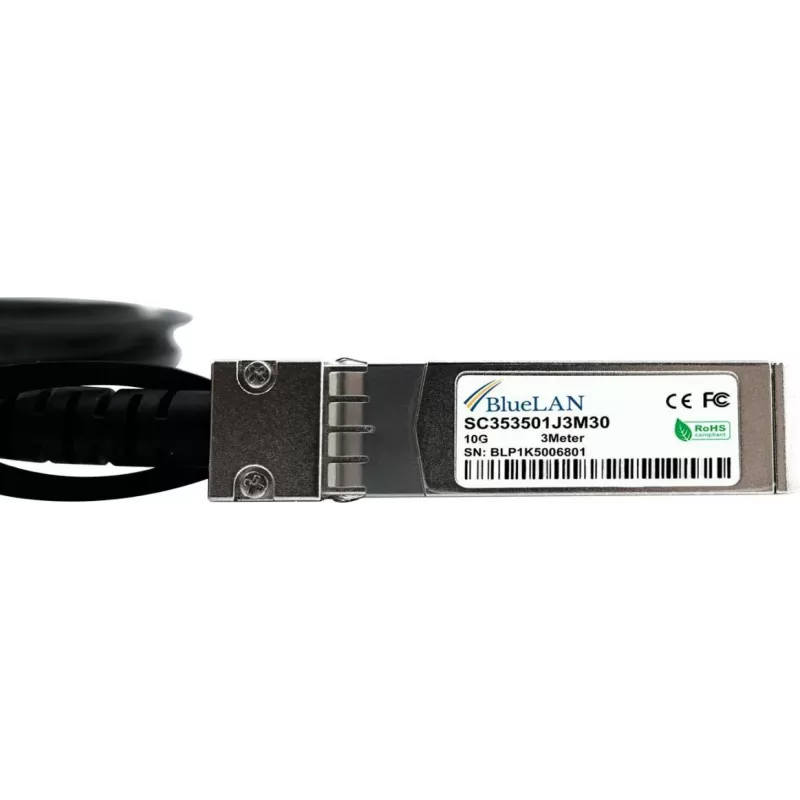 BlueLAN Cabo direct attach SFP+ passivo 10GBASE-CR, 3m, AWG30, cobre Twinax, 10Gbps, compatível com NVIDIA 980-9I68B-00J003 980-9I68B-00J003-BL