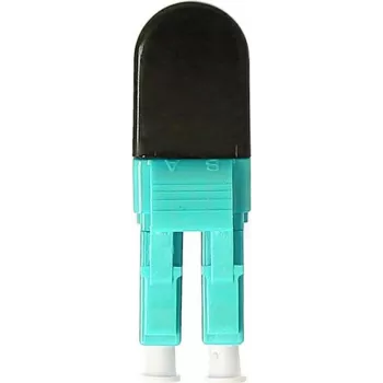 BLUELAN BlueOptics Adaptador loopback de fibra ótica multimodo OM3 LC/UPC duplex, aqua, ferrule de cerâmica, -40°C a +85°C BOLBLCOM3