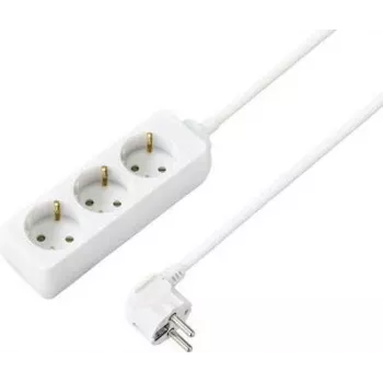 SYGONIX SY-4890980 Régua de tomadas Schuko 6 tomadas branca, cabo de 1,5 m, sem interruptor, proteção para crianças