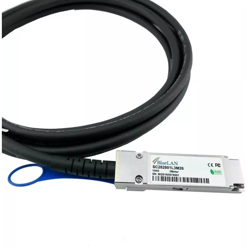 Cabo de ligação direta BlueLAN 100G QSFP28 1 m EQPC1HPC010C0100-BL