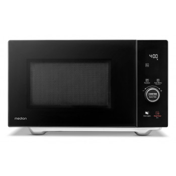 Medion MD 12041 micro-ondas combinado 4 em 1 com grelhador, ar quente e função de descongelação, 25L, 900W, preto/aço inoxidável 50076276