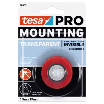 Fita de montagem tesa Montage PRO transparente 66965-00000-00 1,5 m x 19 mm
