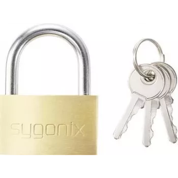 Cadeado Sygonix SY-5045284 39,8 mm não igualável dourado-amarelo latão maciço com arco de aço temperado