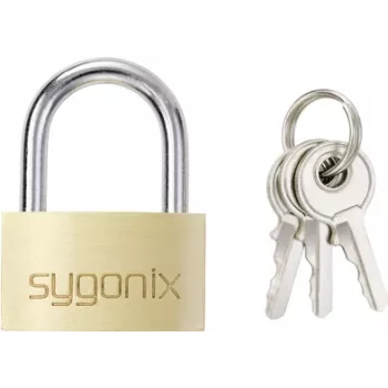 Sygonix SY-5045288 Cadeado de latão 29,8 mm de abertura diferente amarelo-ouro