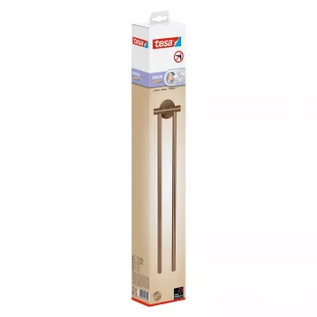 tesa MOON BRONZE Toalheiro oscilante de 2 barras, autoadesivo, metal, aspeto bronze, carga de 6 kg 40602-00000-00
