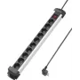 Sygonix SY-4538266 régua de 10 tomadas com interruptores, cabo de 1,5m, preto/prateado