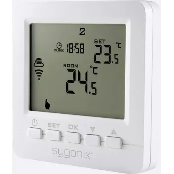 Sygonix termostato de ambiente sem fios de encastrar com programação semanal, 5-35°C, 868 MHz, relé 16A, branco (SY-4500820)