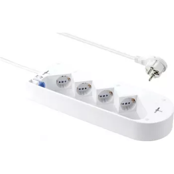 Sygonix SY-5228510 Régua de tomadas 4 tomadas com interruptor, branco, cabo de 1,5 m