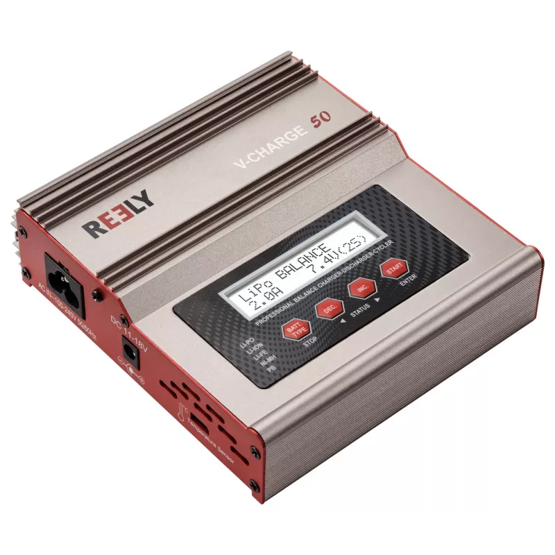 Reely V-Charge 50 Carregador multifunções 50W AC/DC LiPo NiMH NiCd Pb com balanceador RE-8264340