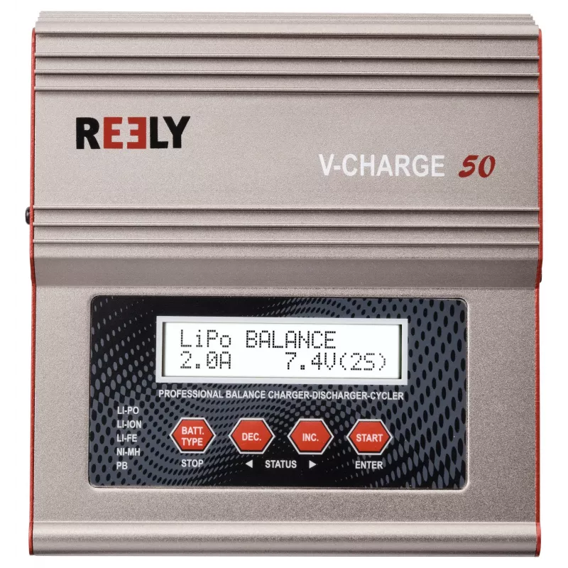 Reely V-Charge 50 Carregador multifunções 50W AC/DC LiPo NiMH NiCd Pb com balanceador RE-8264340