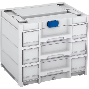 TANOS Systainer³ Sortainer/3 M 337 Organizador modular de peças pequenas com 3 gavetas, plástico ABS, cinzento claro/antracite, 396 x 330 x 296 mm 83000874