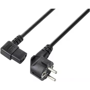 Sygonix SY-5243882 Cabo de alimentação IEC C13, CEE 7/7 Schuko angular para conector fêmea IEC C13, 3 m, preto