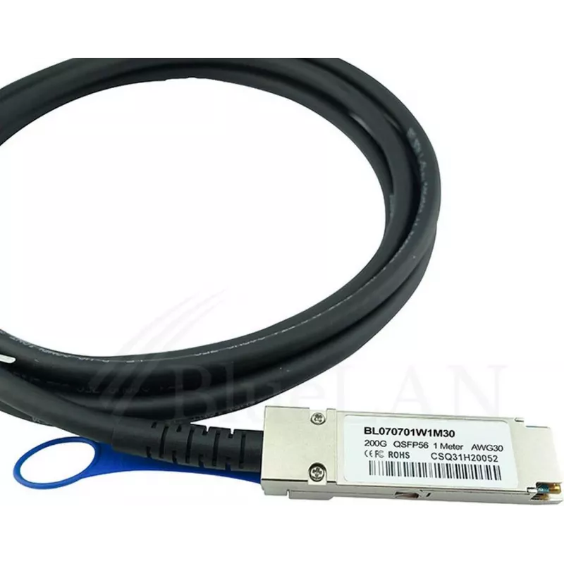 BLUELAN Cabo Direct Attach QSFP56 compatível com Mellanox MCP1650-H02AE26, 200GBASE-CR4, InfiniBand, 30AWG, 3 metros MCP1650-H02AE26-BL