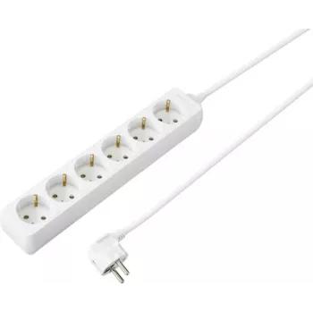 Sygonix SY-4891000 Régua de tomadas 6 tomadas Schuko branca cabo 1,5 m com interruptor e proteção para crianças