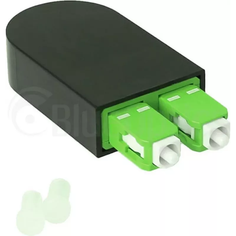 BLUELAN BlueOptics Adaptador loopback de fibra ótica OM5 50/125µm multimodo SC/UPC duplex verde-limão ferrule de cerâmica -40°C a +85°C (BOLBSCOM5)