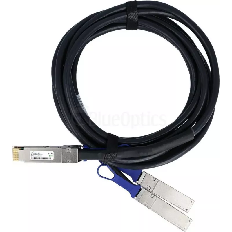 BlueLAN Cabo Direct Attach Breakout passivo 200Gb/s QSFP56 para 2x 100Gb/s QSFP56, 3m, AWG26, compatível com NVIDIA MCP7H50-H02AR26-BL