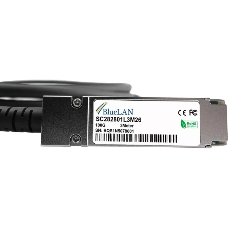 BlueLAN FN-CABLE-QSFP28-50CM-BL Cabo Direct Attach QSFP28 0,5m, 100G, Twinax passivo