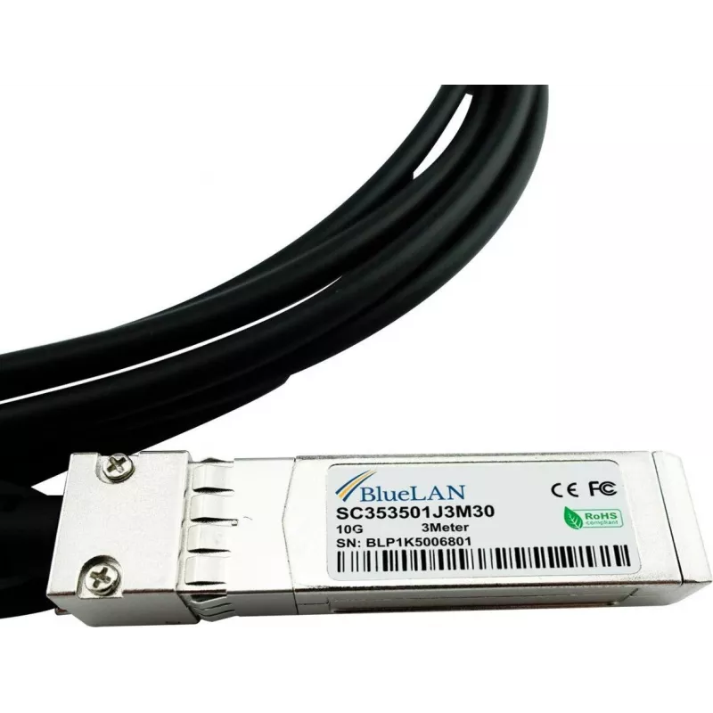 BlueOptics 02314NVE Cabo DAC SFP+ Twinax BlueLAN compatível 3m passivo 10GbE 02314NVE-BL