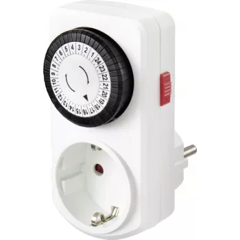 Sygonix SY-5042668 Temporizador analógico de tomada programa diário 3680 W IP20 funcionamento contínuo branco