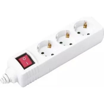 Sygonix BT-2372210 Régua de tomadas tripla com interruptor iluminado, branca, cabo de 1,5 m