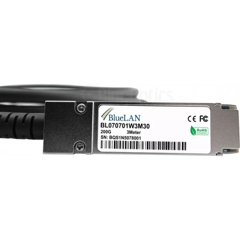 BlueLAN 980-9I54G-00V003-BL Cabo Direct Attach QSFP56 compatível com BlueOptics, 3 m, 200Gbps, twinax de cobre passivo