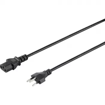 Sygonix SY-5042720 Cabo de alimentação IEC C13, ficha Schuko angular CEE 7/7 para conector fêmea IEC C13, 2 m, preto