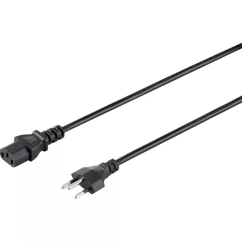 Sygonix SY-5042720 Cabo de alimentação IEC C13, ficha Schuko angular CEE 7/7 para conector fêmea IEC C13, 2 m, preto