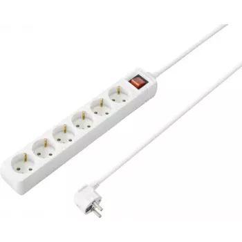 Sygonix SY-4891008 Régua de tomadas com interruptor, 3 tomadas, cabo de 1,5 m, branca