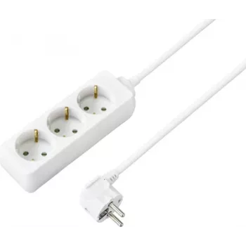 Sygonix SY-4890982 régua de tomadas 3 tomadas com interruptor, cabo de 1,5 m, branco
