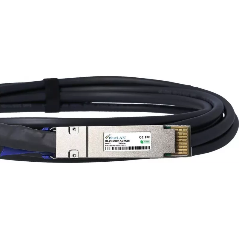Cabo Direct Attach QSFP-DD 400G BlueLAN, 26 AWG, 2 m, compatível com NVIDIA