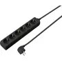 Régua de tomadas Schuko 3 tomadas Sygonix SY-4890996 com interruptor iluminado, cabo de 1,5 m, preto