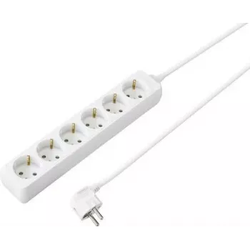 Régua de tomadas Schuko 6 tomadas SYGONIX SY-4890998 branca cabo de 1,5 m sem interruptor
