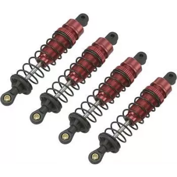 Reely Amortecedor de pressão de óleo em alumínio 1:10 Vermelho metálico com molas pretas 90 mm (1 unid.) RE-7409439