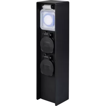 Sygonix SY-6121656 Tomada de jardim dupla com temporizador IP44 Preto com estaca
