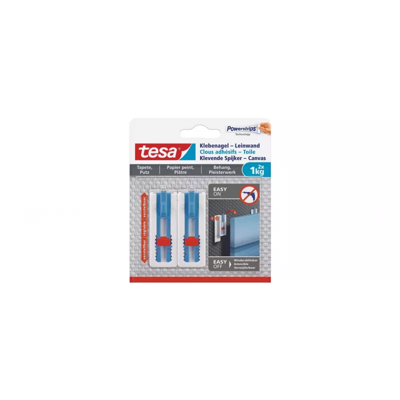 tesa 77778 Pregos adesivos para papel de parede e estuque, 1 kg por prego, Branco, 6 unidades