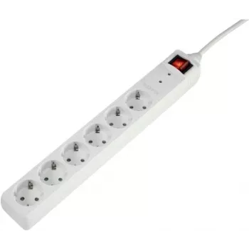 Sygonix SY-5044446 Régua de tomadas com proteção contra sobretensões Branco 6 tomadas cabo de 1,5 m
