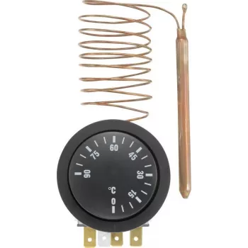 Termostato de encastrar SYGONIX 0-90°C, contacto reversível, sensor capilar, 10A/250V AC, montagem em painel (SY-5045296)